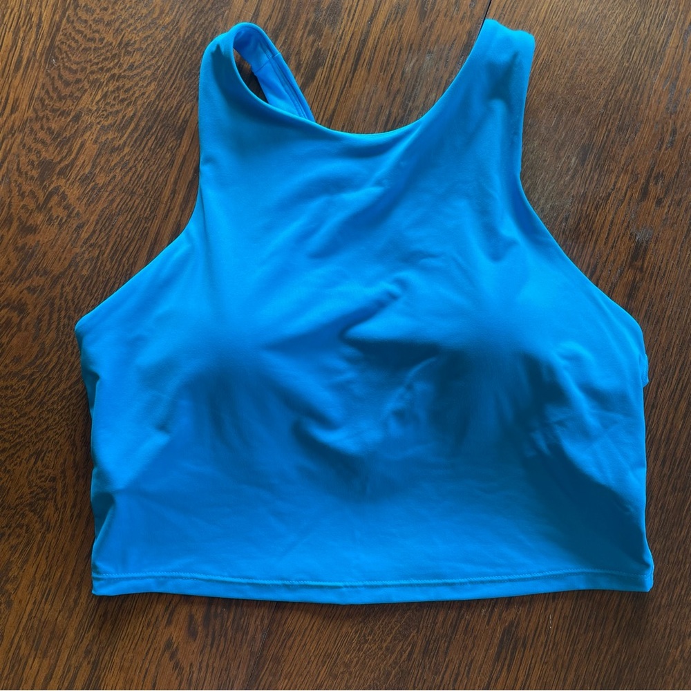 Athleta Bright Aqua High-Neck Tank Crop Top